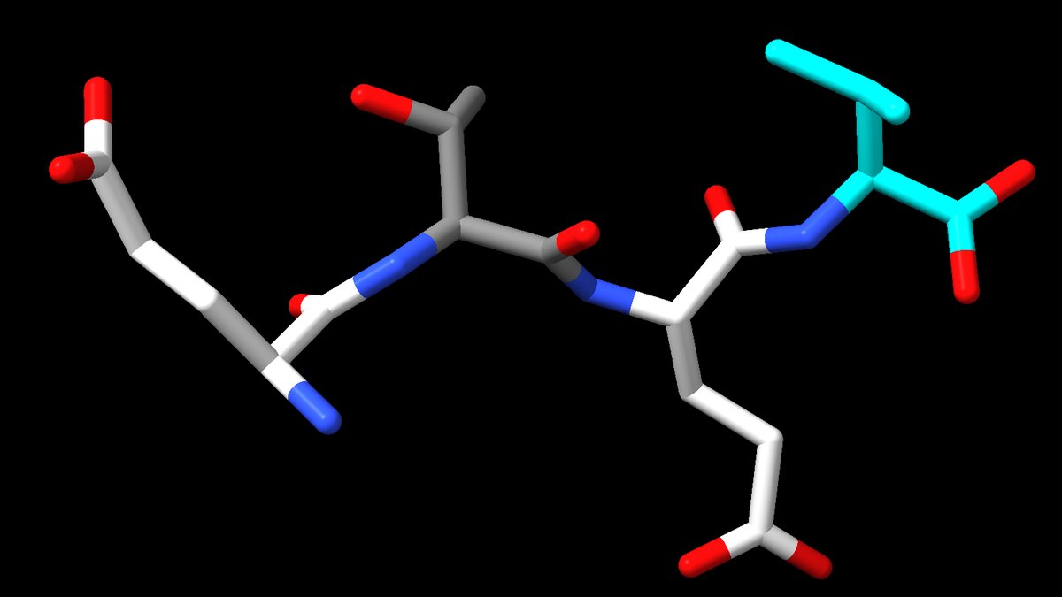 The three-dimensional structure of a peptide chain — the object that alpha folding / protein structure prediction computes from sequence, a Panacea Bio Chem research sphere by Bogdan Dicoias